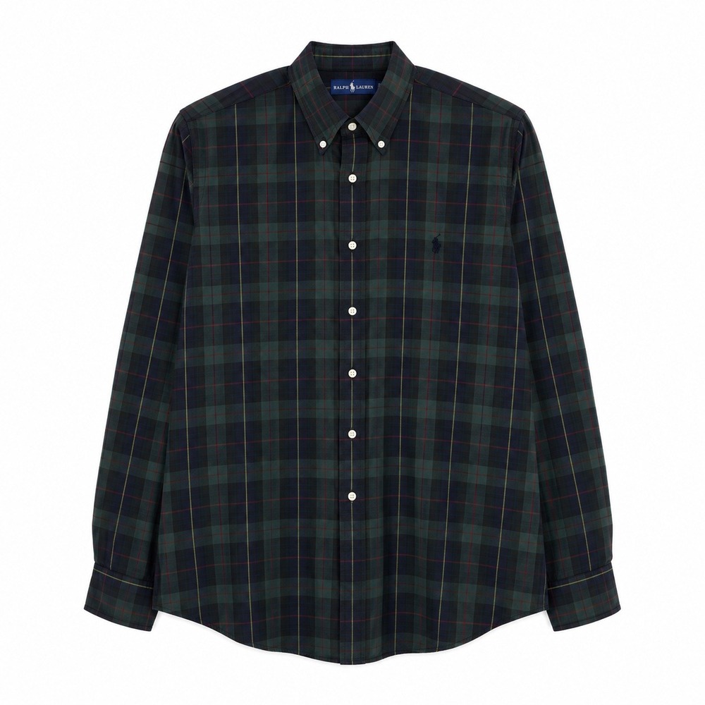 Ralph Lauren Shirt Mens XL Black Tartan Watch Plaid Preppy Long Sleeve Cotton